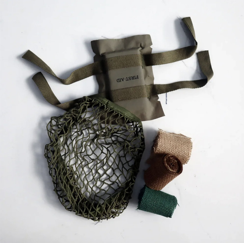 Paratrooper Helmet Ornament WW2 American Soldier Net Cover First Aid Kit Linen