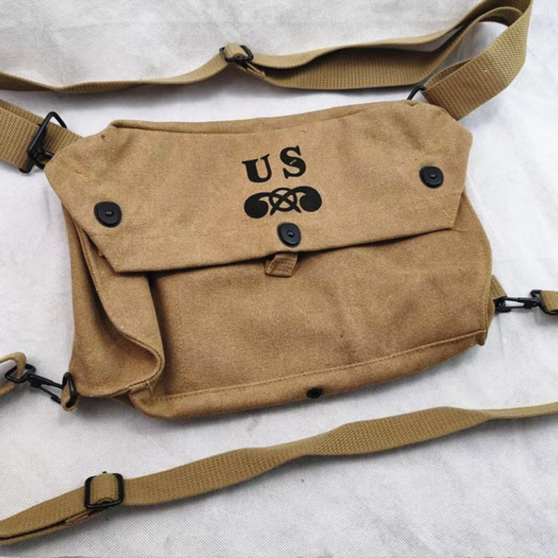 World War Replica WW2 U.S. ARMY CANVAS GAS MASK BAG KHAKI COLOR gallery