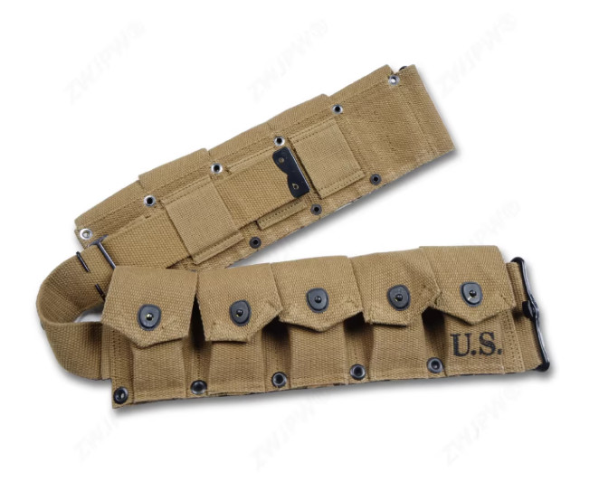 WWII U.S. Army Garland Ammo Pouch Bag Belt Ten Pack Khaki-1395
