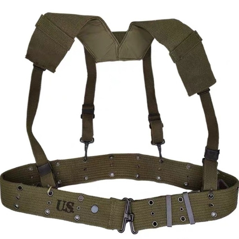 US ARMY M1945 COMBAT FIELD EQUIPMENT SUSPENDERS WITH BELT FULL SET