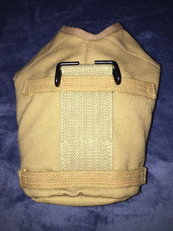 WW2 US Army pistol belt with canteen, mounted cover & foldout cup/bowl. gallery