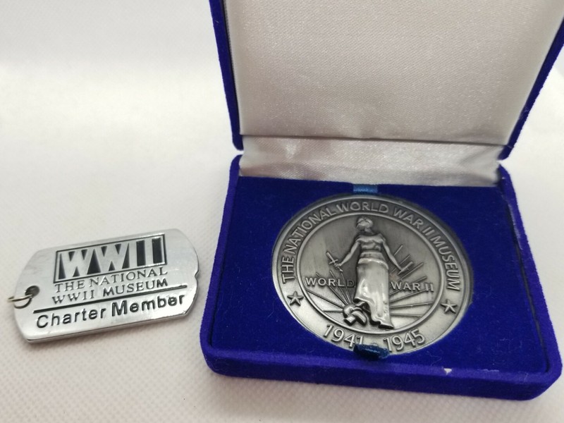 World War 2 Museum Charter Member Lot- 2″ Token Coin & Dog Tag