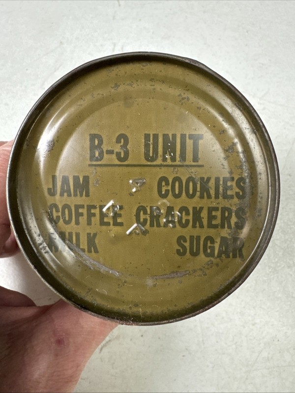 Post WWII 1952 Korean War Type US Army Ration B3 Unit Jam Coffee Milk Cookies gallery