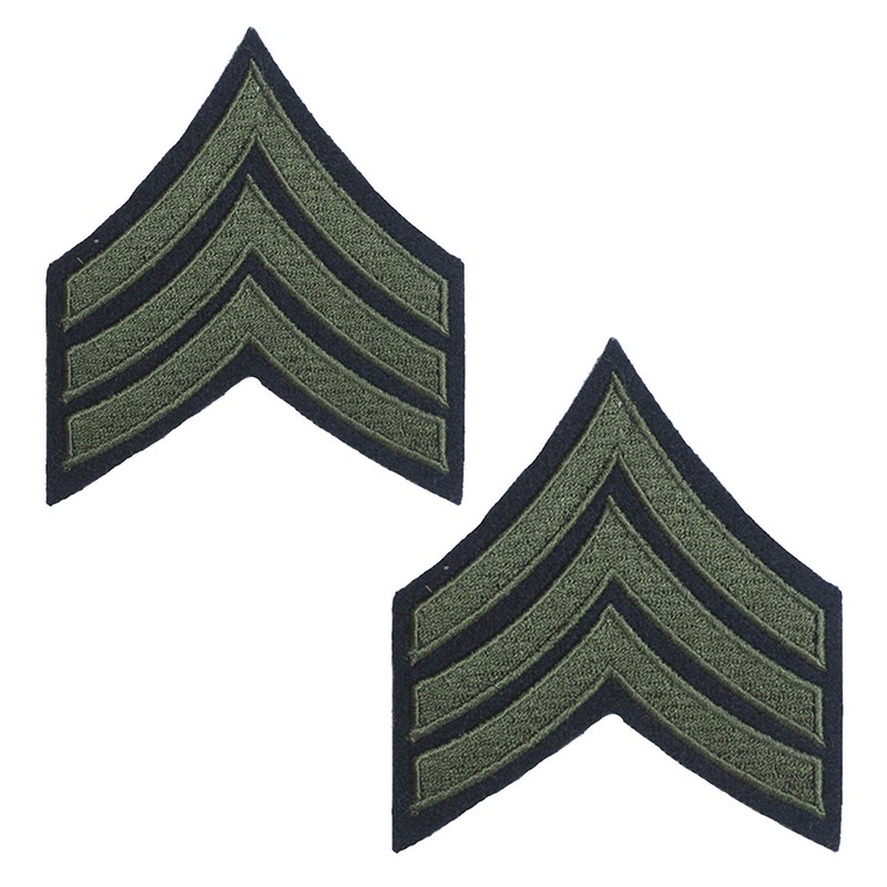 Sergeant Stripes Olive - WW2 Repro American Rank Patch Badge SGT Sargent Army