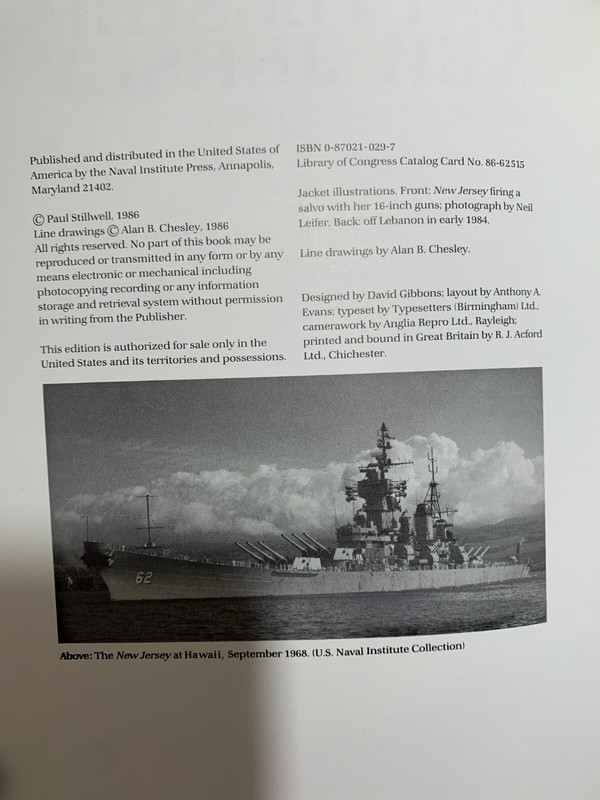 Battleship of New Jersey Hardcover SIGNED by Paul Stillwell gallery