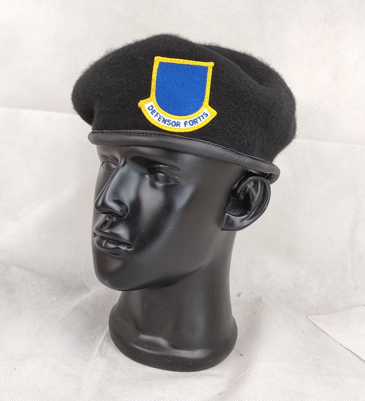 AIR FORCE OFFICER SECURITY FORCES BLACK 100% WOOL BERET 7-3/8