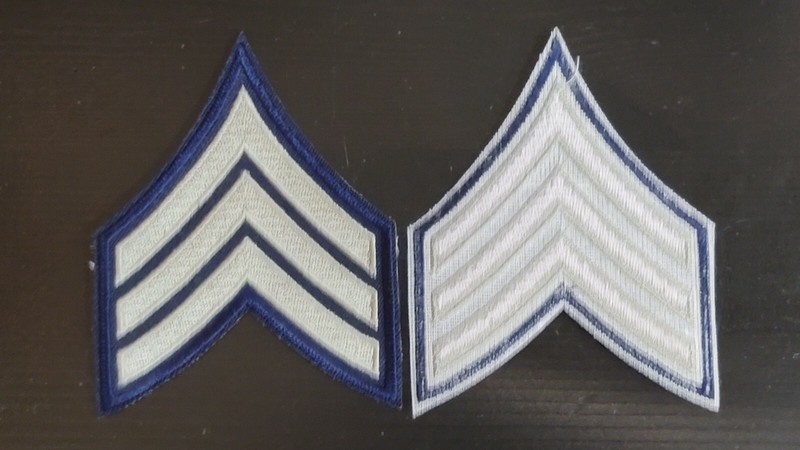 Repro WW2 US Army Sergeant Fourth Grade Chevrons Rank Pair Silver Blues 023 gallery