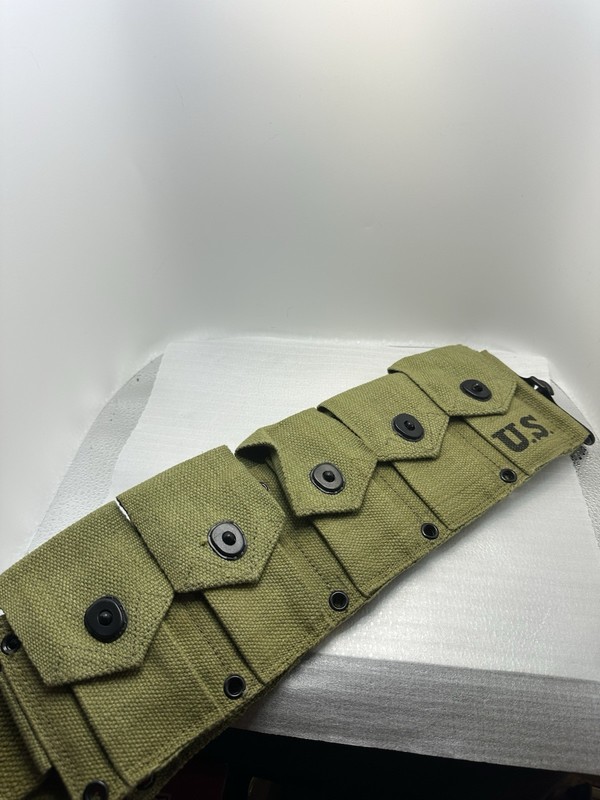 WWII US M1923 Cartridge Belt OD Canvas 10 Pocket M1 Garand Ammo USG Reproduction gallery