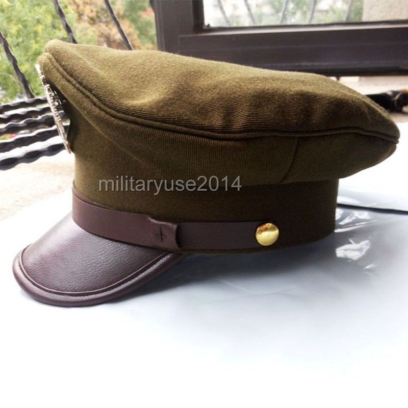 US ARMY AIR CORPS FORCE MILITARY HAT OFFICER WIDE BRIM EAGLE BADGE HAT CAP L gallery