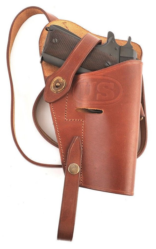 US WW2 M3 Colt 1911 45 Shoulder Holster Premium Drum Dyed Leather marked JT&L 43 gallery
