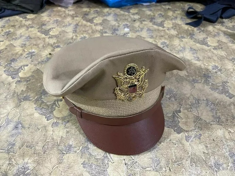 USA Cap Hat - Military Air force Officers Khaki Crusher Visor Hat Cap - USA CAP gallery