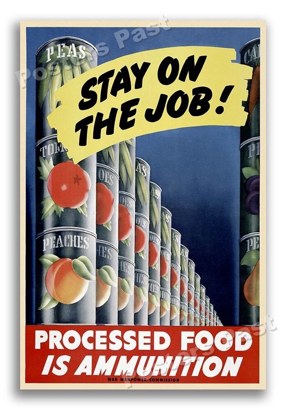 “Food is Ammunition” 1943 Vintage Style WW2 War Poster - 24x36