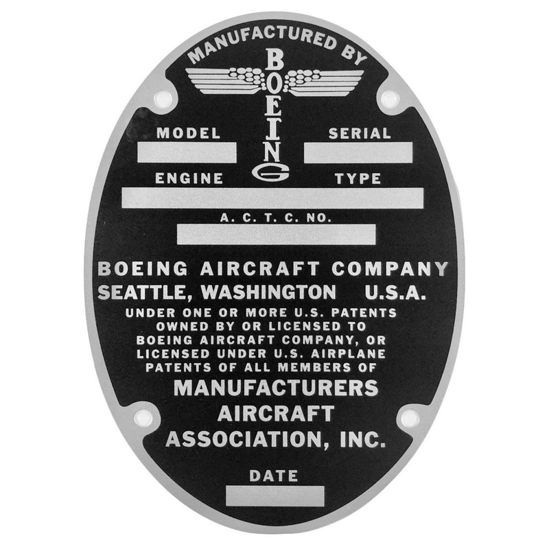 Reproduction B-17 Data Plate Unstamped (Blank) DPL-0101-US