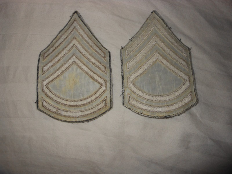 WWII US Technical Sergeant Stripes, Pair, replica, Used, Rayon gallery