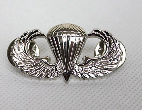 US ARMY AIRBORNE PARATROOPER PARACHUTIST JUMP WINGS BADGE INSIGNIA PIN Silver