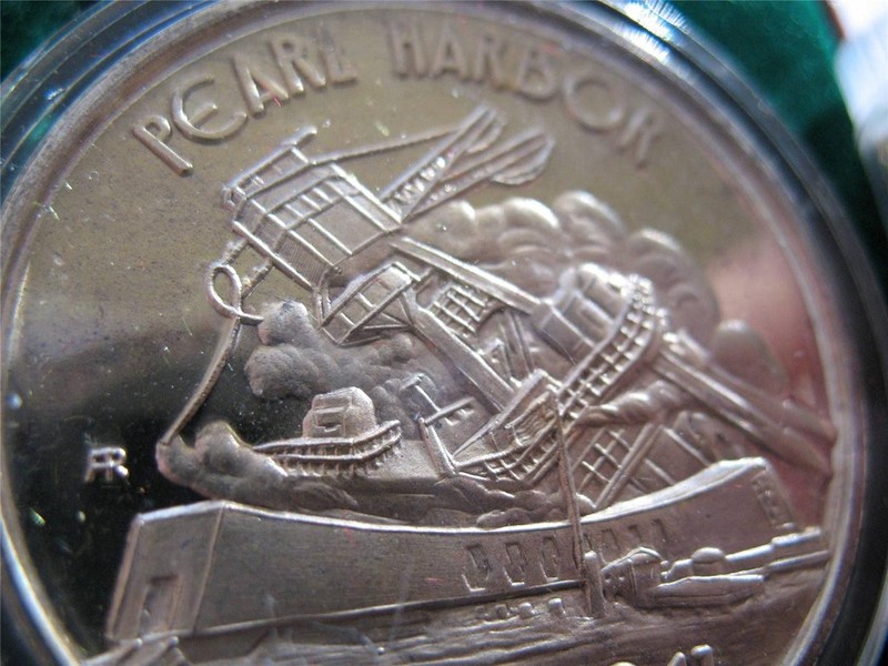 1+.OZ.999 RARE SILVER COIN WWII DEC 7 1941 PEARL HARBOR + GOLD USS ARIZONA