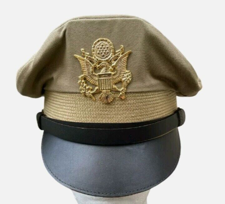 WW2 US ARMY OFFICERS CRUSHER SERVICE KHAKI VISOR CAP/HAT