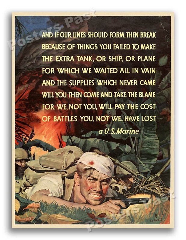 1940s “And If Our Lines Should Form” WWII Propaganda War Poster – 18×24