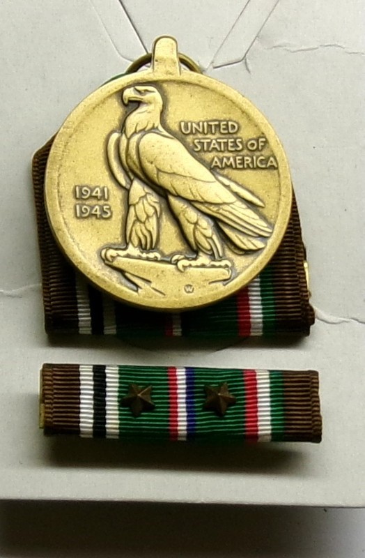 WW II European African Campaign Medal Set in GI ISSUE Box with 2 Battle Stars gallery