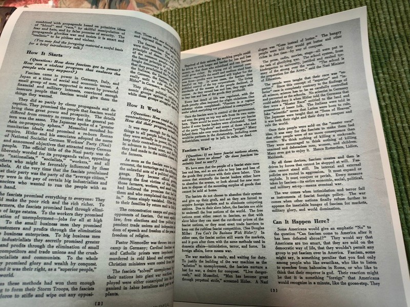 Army Talk #64 * March 24 1945 Orientation Fact Sheet * How to identify FASCISM ! gallery