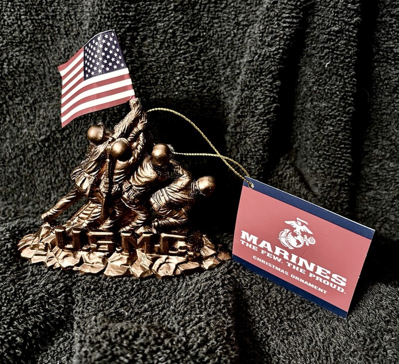USMC Marine Corps WWII WW2 Raise The Flag Iwo Jima CHRISTMAS ORNAMENT NEW W Tags
