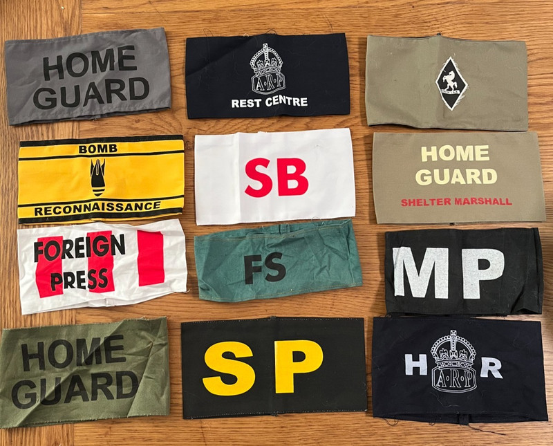 12 x WW2 BRITISH ARMY & USA ARMBANDS JOB LOT