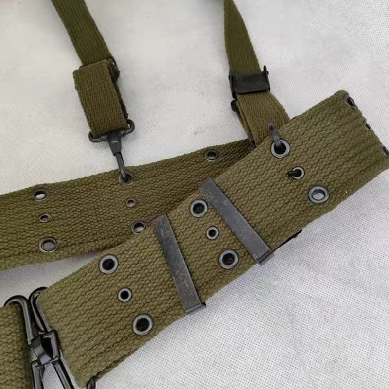 US ARMY M1945 COMBAT FIELD EQUIPMENT SUSPENDERS WITH BELT FULL SET gallery