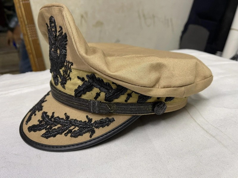 US Army General Douglas MacArthur Cap Khaki Officer Visor Hat Uniform WWII gallery