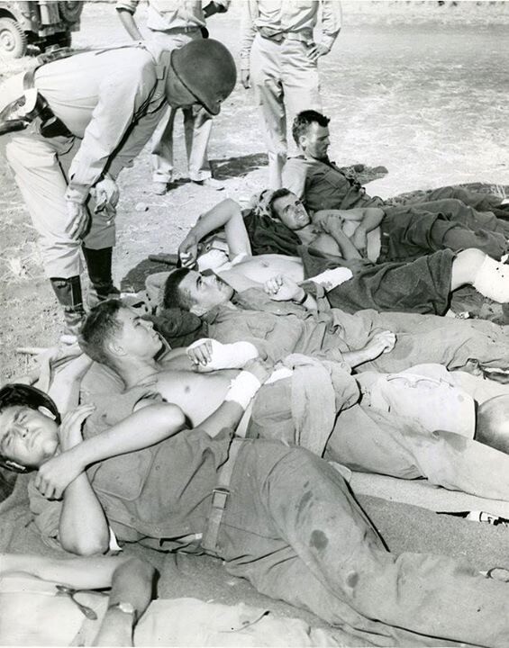 WW2 WWII Photo US General Patton with Wounded Italy 1944 World War Two / 1704