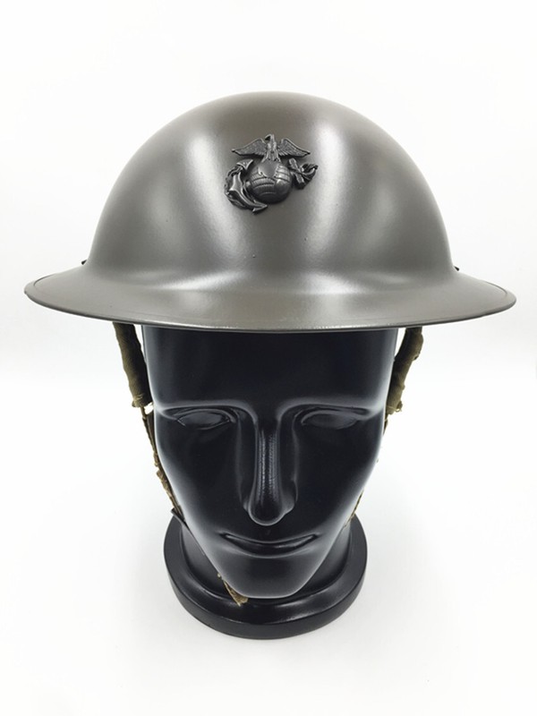 US WW2 M1917 Helmet Zc49 With WW2 USMC Badge Gray