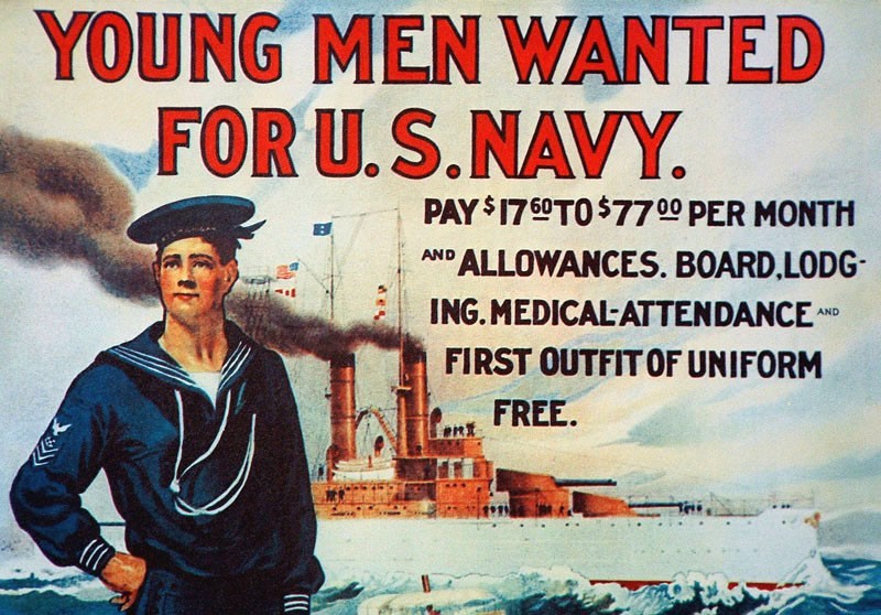 YOUNG MEN WANTED FOR U.S. NAVY WWI - Recruiting poster pristine condition. gallery