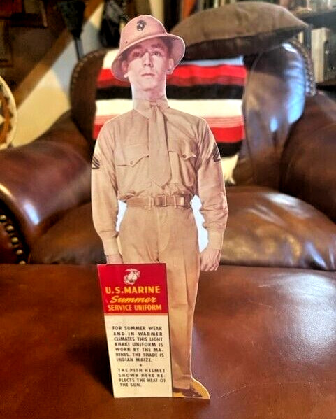 World War 2 Era Marine Corps Summer Uniform Repro Tabletop Standee 10 1/2″ Tall