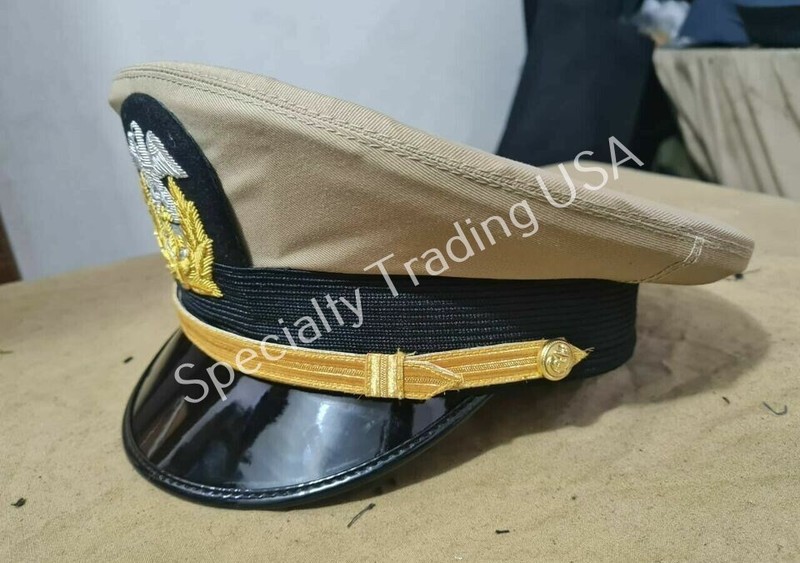 USA NAVY CAP with BULLION BADGE REPLICA WWII US Military Visor Hat gallery