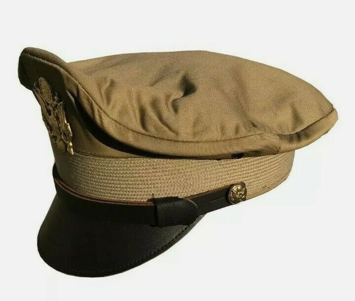 WW2 US ARMY OFFICERS CRUSHER SERVICE KHAKI VISOR CAPHAT gallery