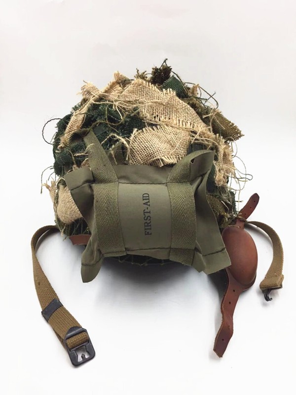 WW2 US ARMY AIRBORNE M1C helmet HELMETT CAMOUFLAGE NET SUIT gallery