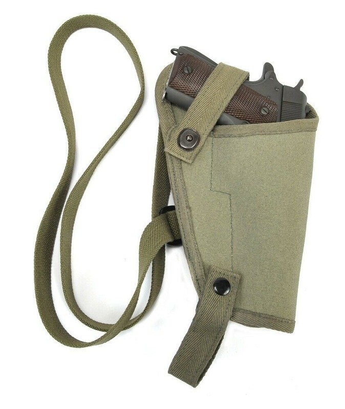 US WW2 M3 OD Canvas Colt 1911 .45 Tanker Shoulder Holster Marked JT&L gallery