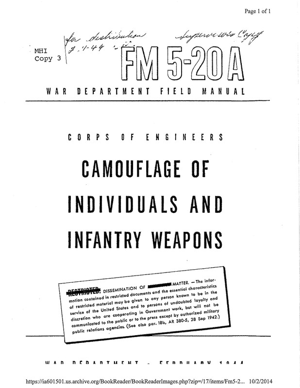 WWII Department Field Manual, Camouflage of Individuals and Equipment on CD