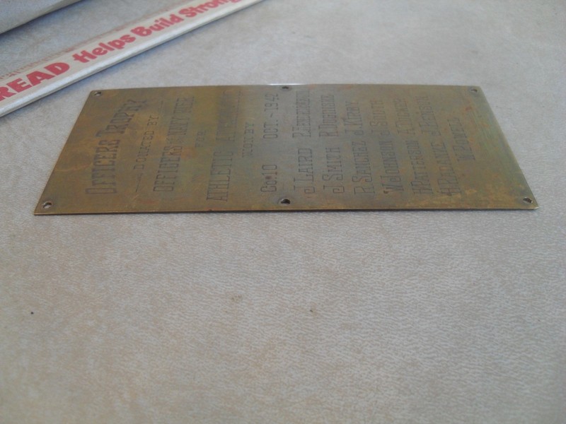 1942 World War II Navy Pier Officer's Trophy Copper Plaque - Athletic Attainment gallery