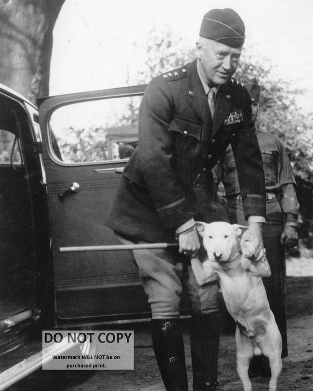 GENERAL GEORGE S. PATTON WITH BELOVED DOG “WILLIE” – 8X10 PHOTO (AB-105)