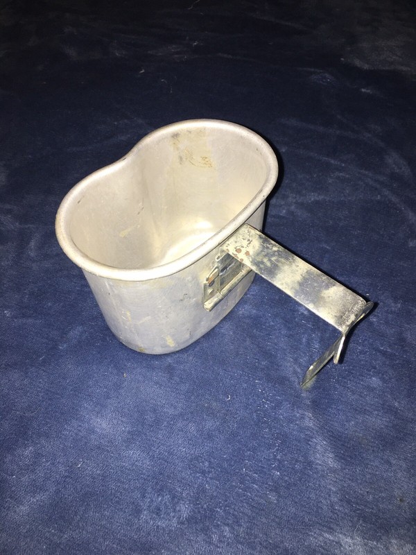 WW2 US Army pistol belt with canteen, mounted cover & foldout cup/bowl. gallery