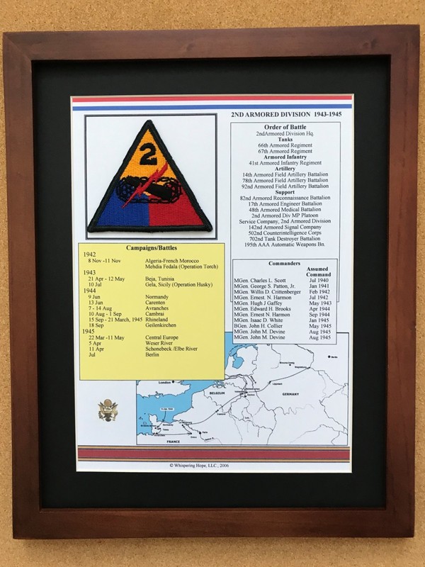 2nd Armored Division Patch and History in World War II (11″ x 14″)