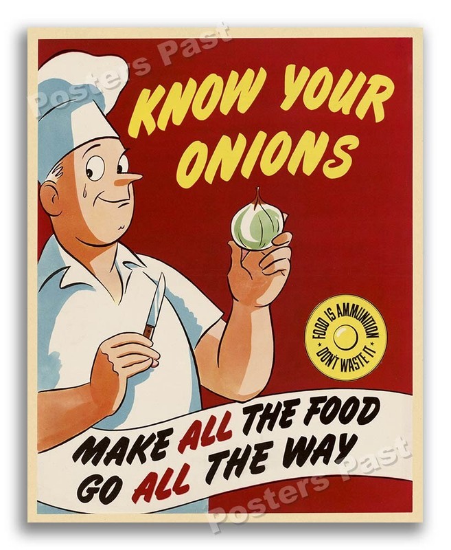 “Know Your Onions” 1943 Vintage Style WW2 War Poster – 16×20