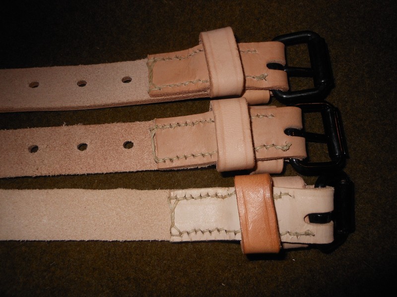 Set of 3 leather straps for Early War Pioneer Tool Rack, US, WWII, Made in AL gallery