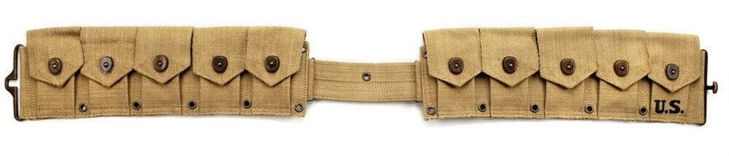 WW2 US M1 Garand M1923 Cartridge Belt Khaki Dated 1942 will fit up to 49" waist gallery