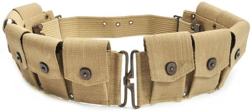 US WW2 Springfield M1923 Garand Cartridge Canvas 10 Pocket Belt Khakhi Bandolier
