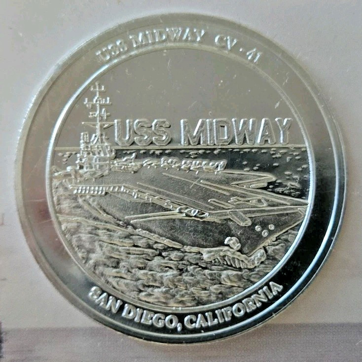 Vintage USS CV-41 Midway San Diego Museum Commemorative Coin & Display Card gallery