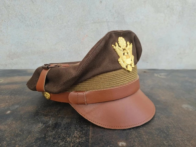WW2 US Army Aircorps Military Officers Pilots Visor Crusher Hat Cap gallery