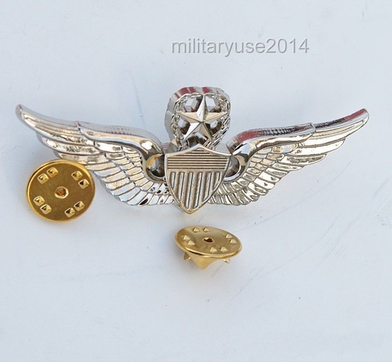 US Army Military Command Pilot Metal Wings Metal Badge Pin Color Silver gallery