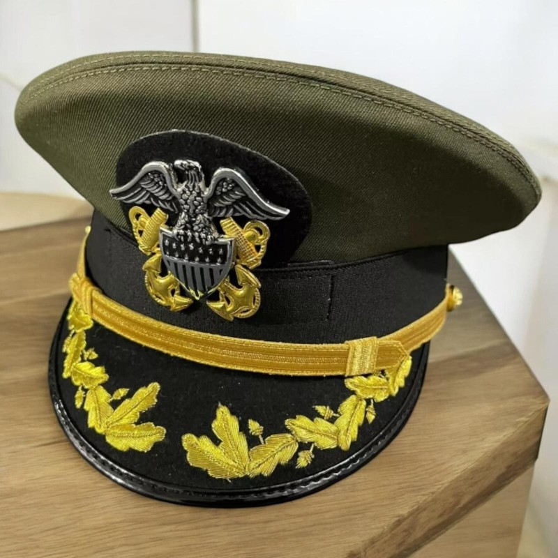 WWII WW2 US Navy Senior Men's Officer Visor Embroidered Hat Caps Reproduction gallery