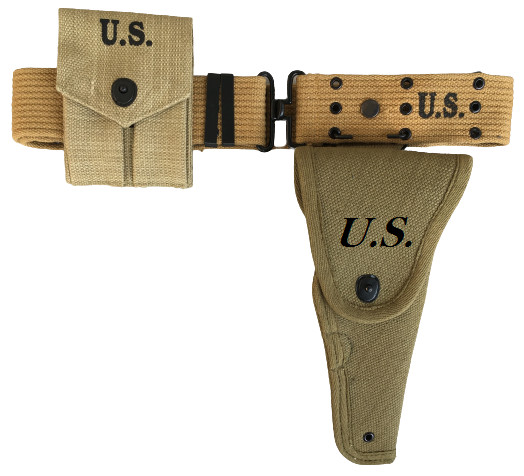 M1936 Canvas Pistol Belt with M1911 Canvas Colt Holster and Colt Magazine Pouch